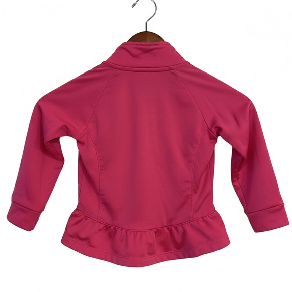 ADIDAS Toddler Girl 2T Hot Pink Peplum Ruffle Star Track Jacket Full Zip - Picture 4 of 7